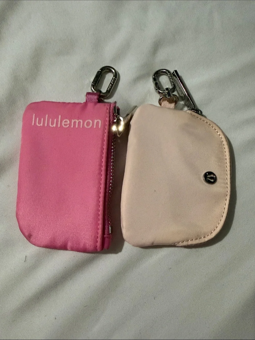 lululemon athletica Dual Key Pouches in Bright Pink and Pale Pink with Clips